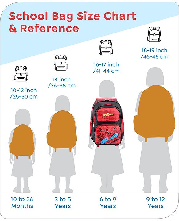 Babyhug Marvel Avengers Spiderman Trolley Backpack|2 Compartments,2 Front Pockets,2 side Bottle Pockets|Water Resistant|Long lasting & Durable Zippers | For School & Outdoors|Red Black- 15.8 inches