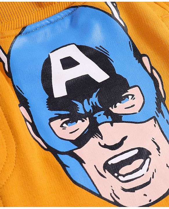 Pine Kids Marvel Terry Knit Full Length Track Pant with Avengers Graphics - Yellow