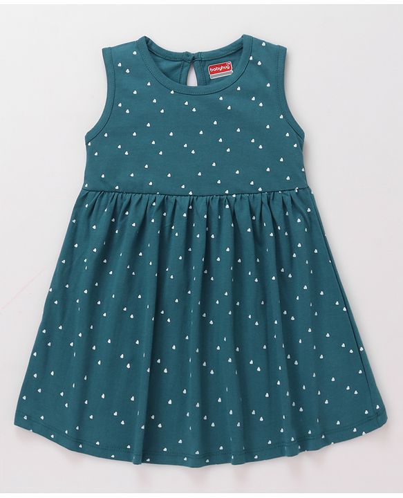 Babyhug Single Jersey Knit Sleeveless Star Printed Frock - Navy Blue