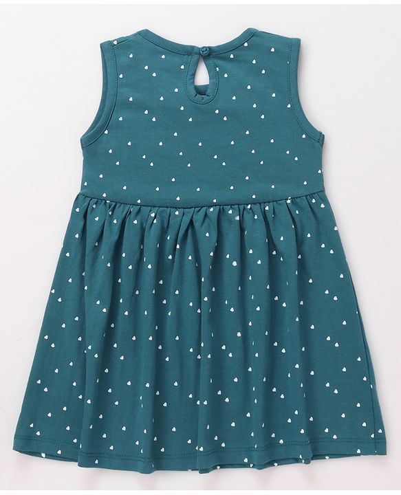 Babyhug Single Jersey Knit Sleeveless Star Printed Frock - Navy Blue