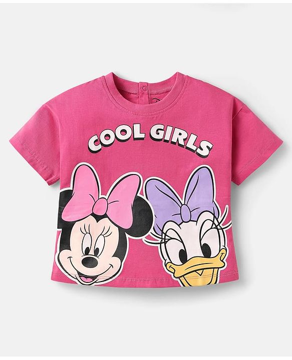 Babyhug Disney Single Jersey Knit Half Sleeves Oversized T-Shirts with Minnie Mouse Family Graphics Pack of 3 - Orange Pink & Mint