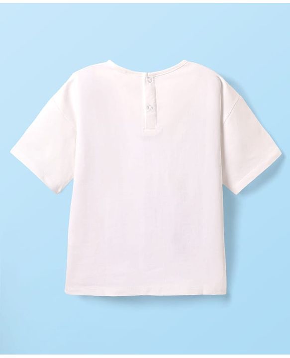 Babyhug Single Jersey Knit Half Sleeves Top & Shorts with Fruit Print - White & Pink