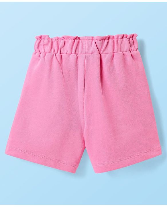 Babyhug Single Jersey Knit Half Sleeves Top & Shorts with Fruit Print - White & Pink