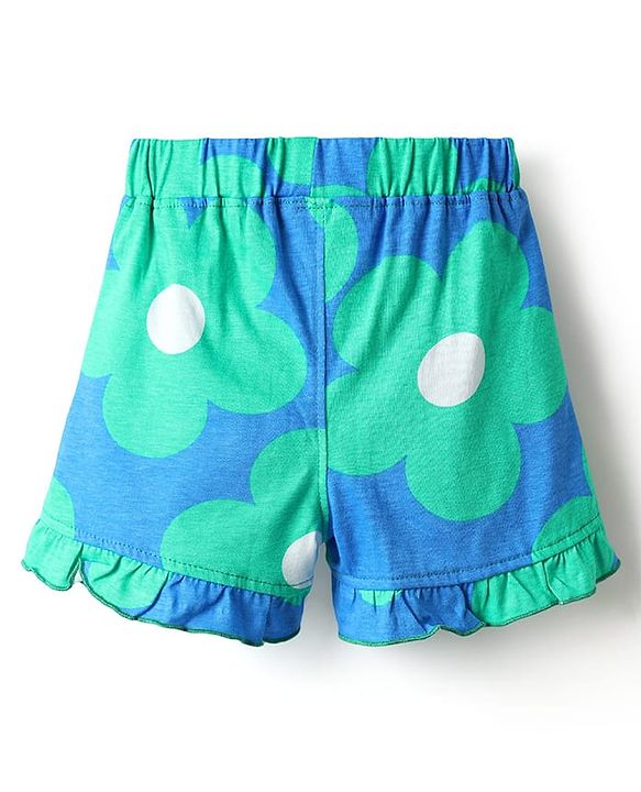 Babyhug Disney Single Jersey Knit Half Sleeves T-Shirt & Short Set With Front & Back Minnie Mouse Print - Sea Green
