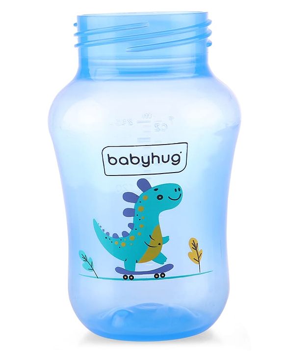 Babyhug Dino Printed Sipper Bottle With Silicone Spout & Straw Blue - 210 ml