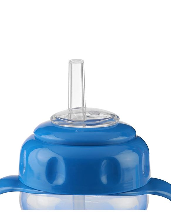Babyhug Dino Printed Sipper Bottle With Silicone Spout & Straw Blue - 210 ml