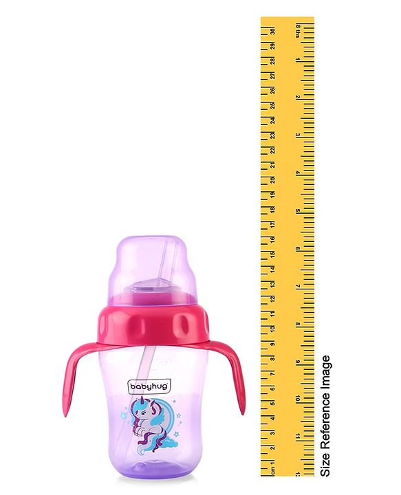 Babyhug Dino Printed Sipper Bottle With Silicone Spout & Straw Blue - 210 ml