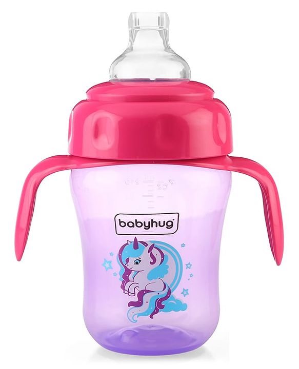Babyhug Dino Printed Sipper Bottle With Silicone Spout & Straw Blue - 210 ml