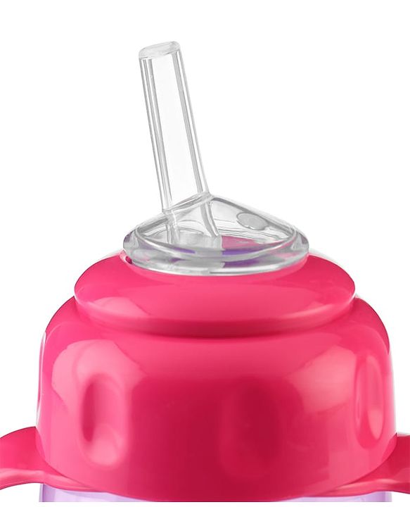 Babyhug Dino Printed Sipper Bottle With Silicone Spout & Straw Blue - 210 ml