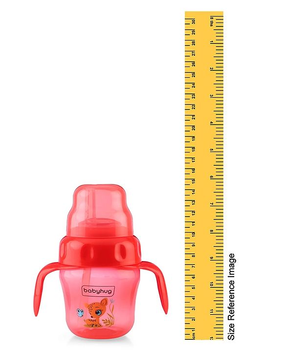 Babyhug Dino Printed Sipper Bottle With Silicone Spout & Straw Blue - 210 ml