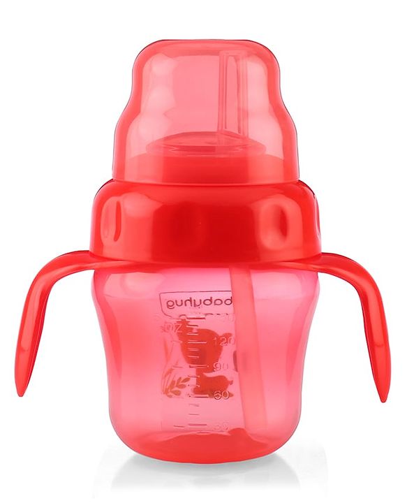 Babyhug Dino Printed Sipper Bottle With Silicone Spout & Straw Blue - 210 ml