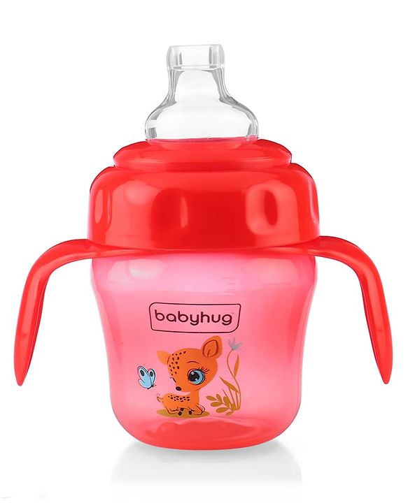 Babyhug Dino Printed Sipper Bottle With Silicone Spout & Straw Blue - 210 ml