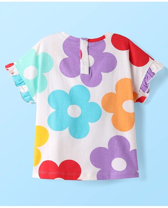 Babyhug Disney Single Jersey Knit Half Sleeves T-Shirt & Shorts Set With Minnie Mouse Graphics - White