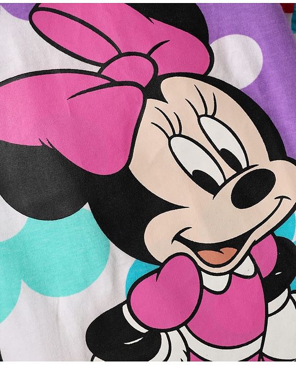 Babyhug Disney Single Jersey Knit Half Sleeves T-Shirt & Shorts Set With Minnie Mouse Graphics - White