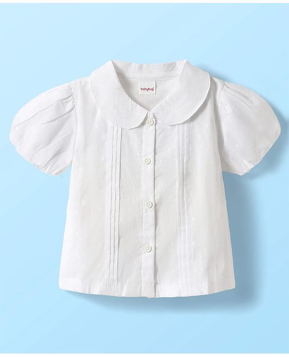 Babyhug Single Jersey Knit Half Puffed Sleeves Top & Skirt Set With Floral Print - White & Red