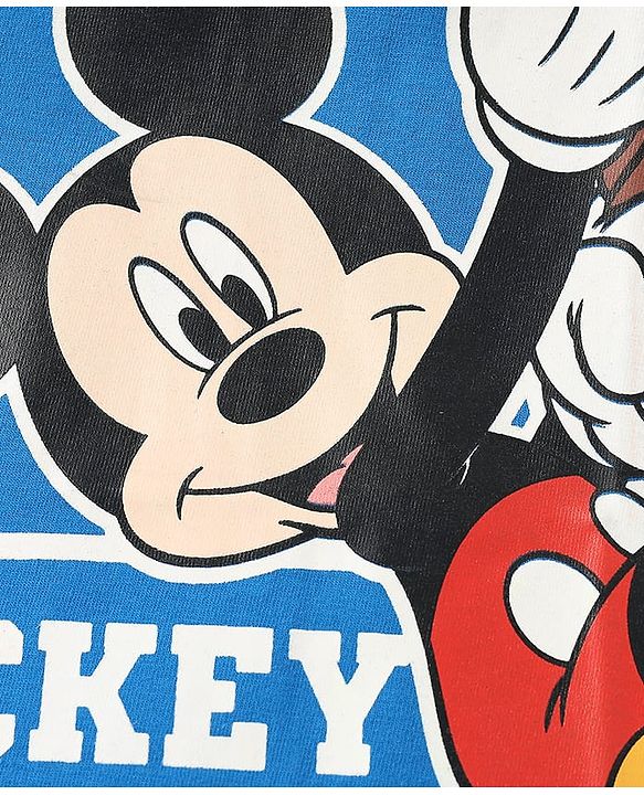 Babyhug Disney Single Jersey Knit  Half Sleeves T-Shirts With Mickey Mouse Family Graphics Pack Of 3 - Blue & Red