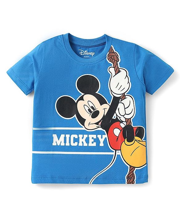 Babyhug Disney Single Jersey Knit  Half Sleeves T-Shirts With Mickey Mouse Family Graphics Pack Of 3 - Blue & Red