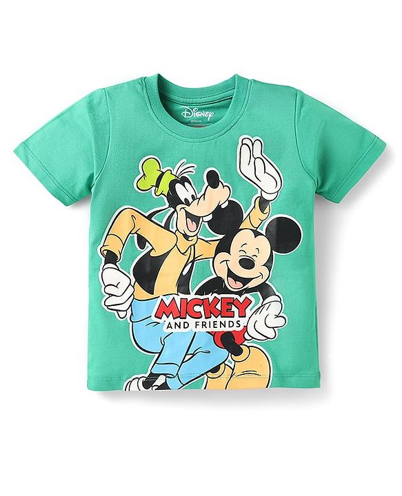 Babyhug Disney Single Jersey Knit  Half Sleeves T-Shirts With Mickey Mouse Family Graphics Pack Of 3 - Blue & Red