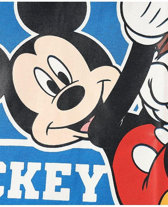 Babyhug Disney Single Jersey Knit  Half Sleeves T-Shirts With Mickey Mouse Family Graphics Pack Of 3 - Blue & Red