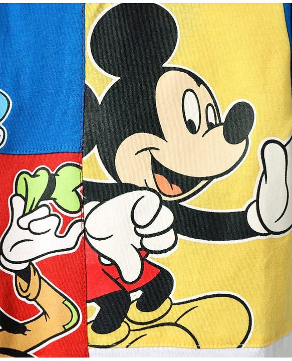Babyhug Disney Single Jersey Knit Half Sleeves T-Shirt With Mickey Mouse Family Graphics - Blue