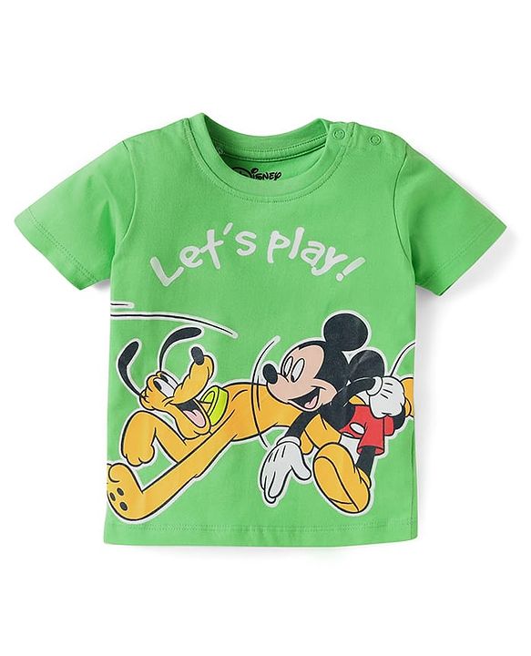 Babyhug Disney Single Jersey Knit   Half Sleeves T-Shirt With Mickey Mouse Family Graphics Pack Of 3 - Yellow Green & Orange