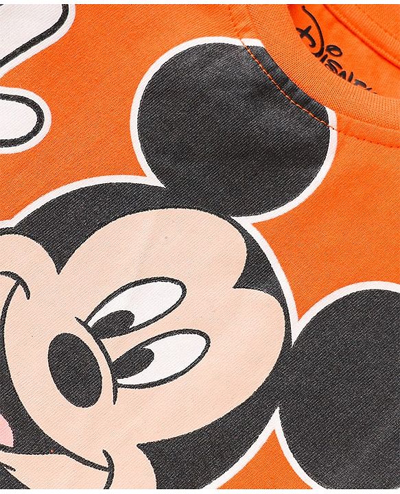 Babyhug Disney Single Jersey Knit   Half Sleeves T-Shirt With Mickey Mouse Family Graphics Pack Of 3 - Yellow Green & Orange