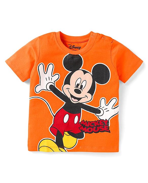 Babyhug Disney Single Jersey Knit   Half Sleeves T-Shirt With Mickey Mouse Family Graphics Pack Of 3 - Yellow Green & Orange