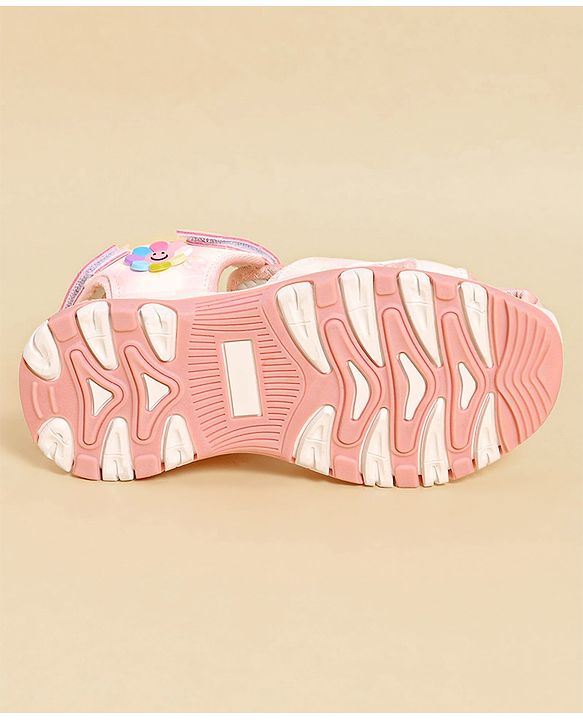 Pine Kids Sandals with Velcro Closure & Butterfly Applique - Pink