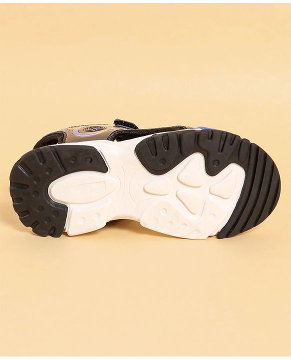 Pine Kids Sandals with Velcro Closure & Text Print - Black