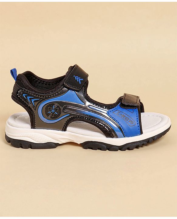 Pine Kids Sandals with Velcro Closure & Text Print - Black