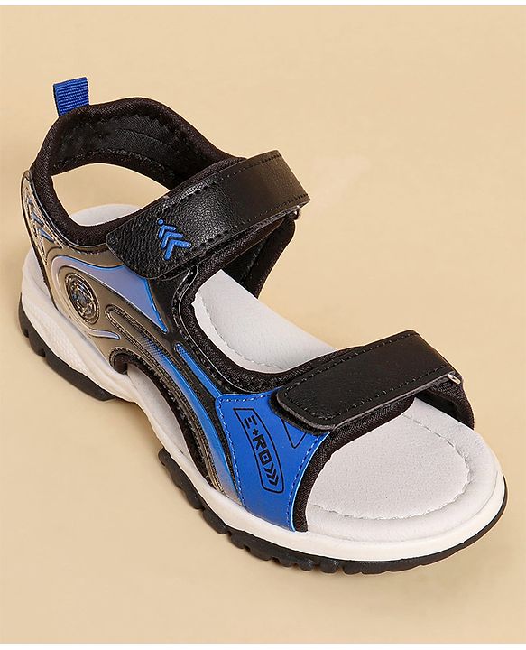Pine Kids Sandals with Velcro Closure & Text Print - Black