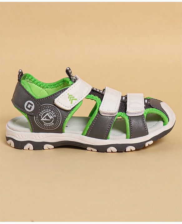 Pine Kids Sandals with Velcro Closure & Colour Block Design - Grey