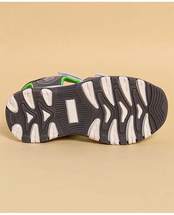 Pine Kids Sandals with Velcro Closure & Colour Block Design - Grey