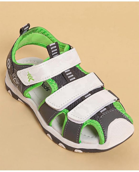 Pine Kids Sandals with Velcro Closure & Colour Block Design - Grey