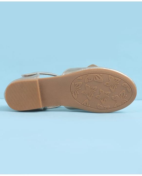 Pine Kids Velcro Closure Ballerina with Bow Applique - Gold