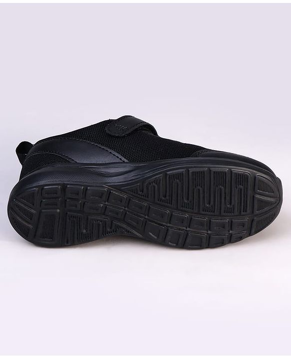 Pine Kids Velcro Closure Solid Color School Shoes - Black