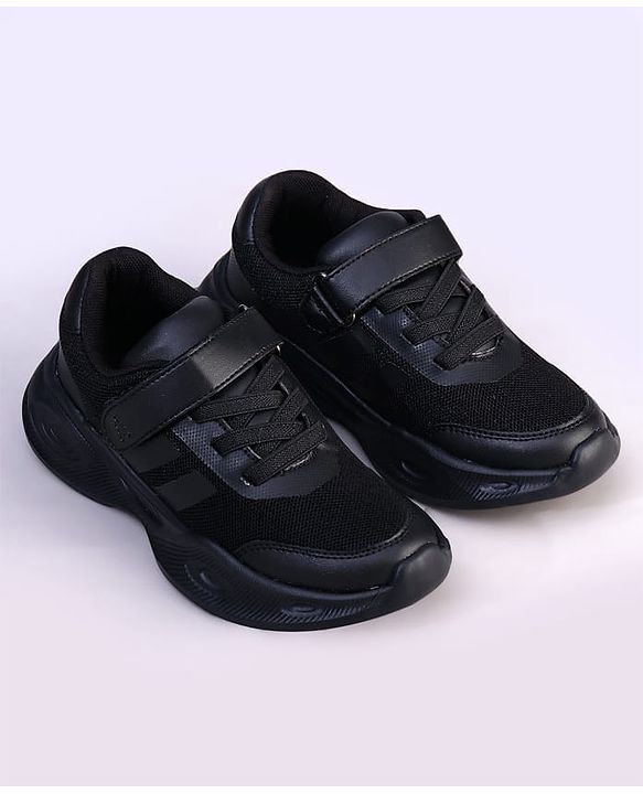 Pine Kids Velcro Closure Striped School Shoes - Black
