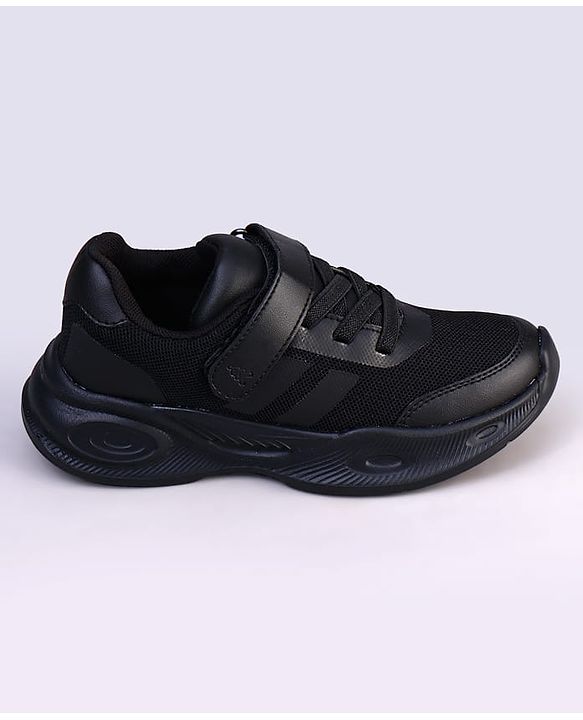 Pine Kids Velcro Closure Striped School Shoes - Black