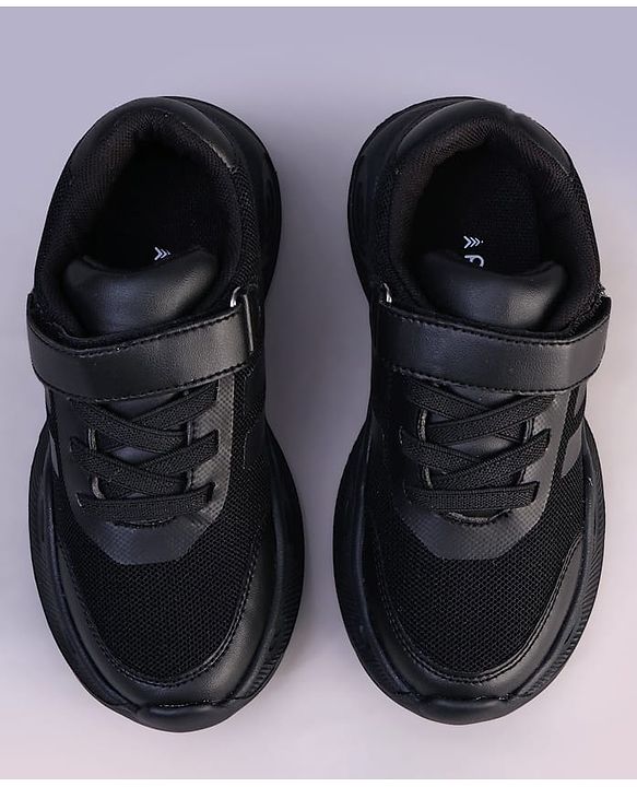 Pine Kids Velcro Closure Striped School Shoes - Black