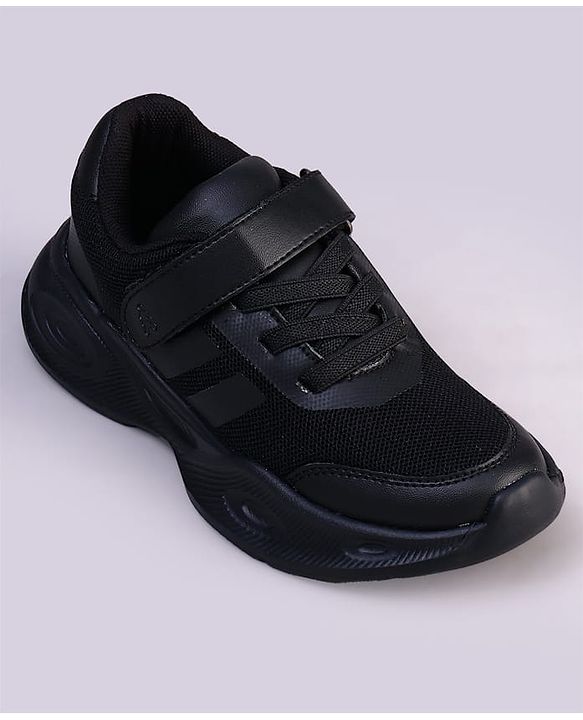 Pine Kids Velcro Closure Striped School Shoes - Black