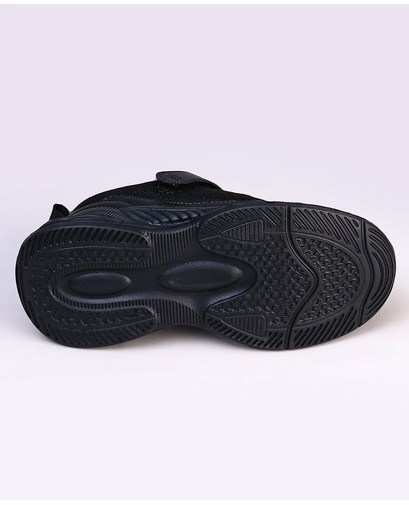 Pine Kids Velcro Closure Solid Color School Shoes - Black