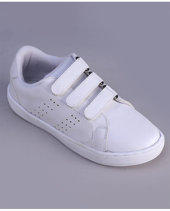 Pine Kids Velcro Closure Solid Color School School Shoes - White