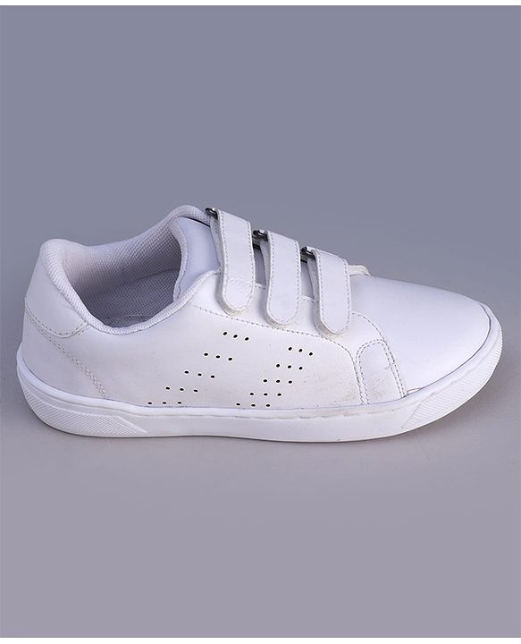 Pine Kids Velcro Closure Solid Color School School Shoes - White