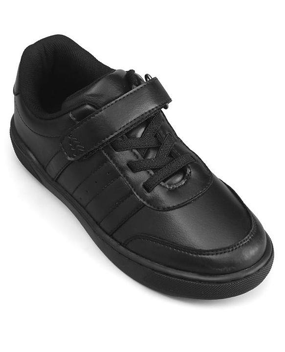 Pine Kids Velcro Closure Solid Color School Shoes - Black