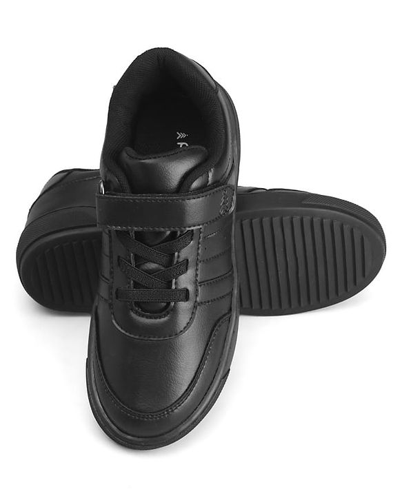 Pine Kids Velcro Closure Solid Color School Shoes - Black
