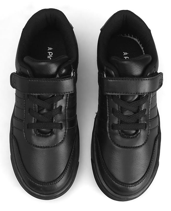 Pine Kids Velcro Closure Solid Color School Shoes - Black