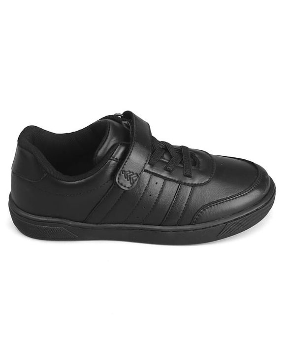 Pine Kids Velcro Closure Solid Color School Shoes - Black