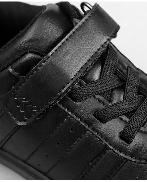 Pine Kids Velcro Closure Solid Color School Shoes - Black