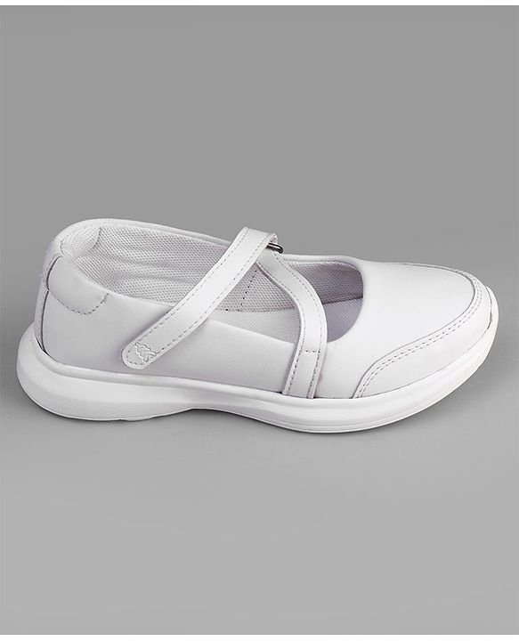 Pine Kids Velcro Closure Solid Coloured School Shoes - White