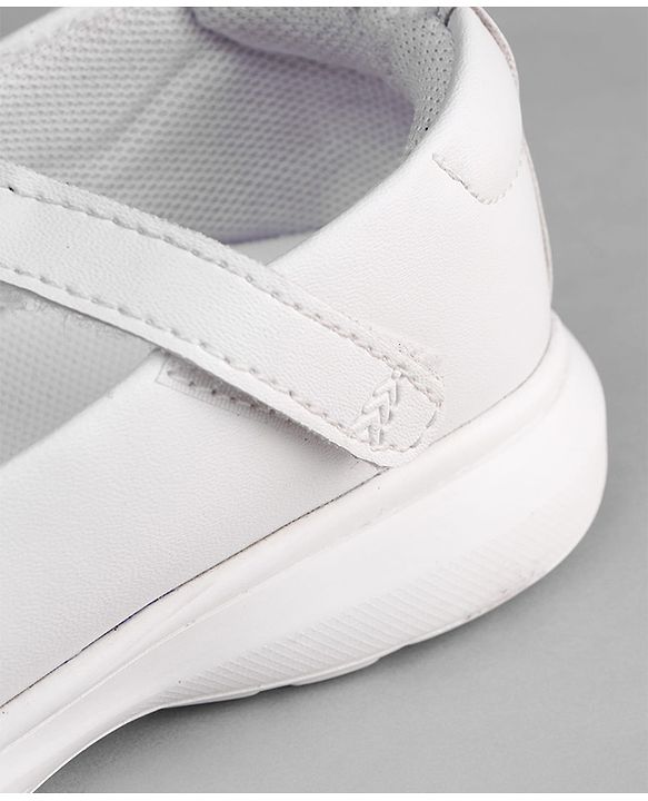 Pine Kids Velcro Closure Solid Coloured School Shoes - White